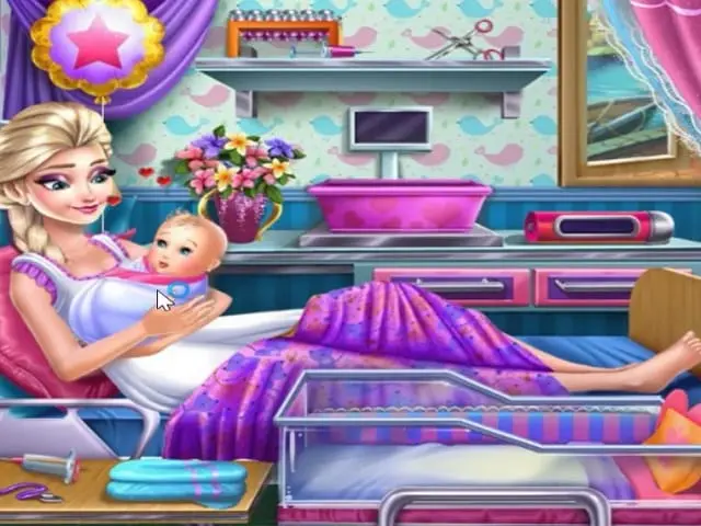 disney princesa anna rapunzel elsa gravidez baby birth care jogo